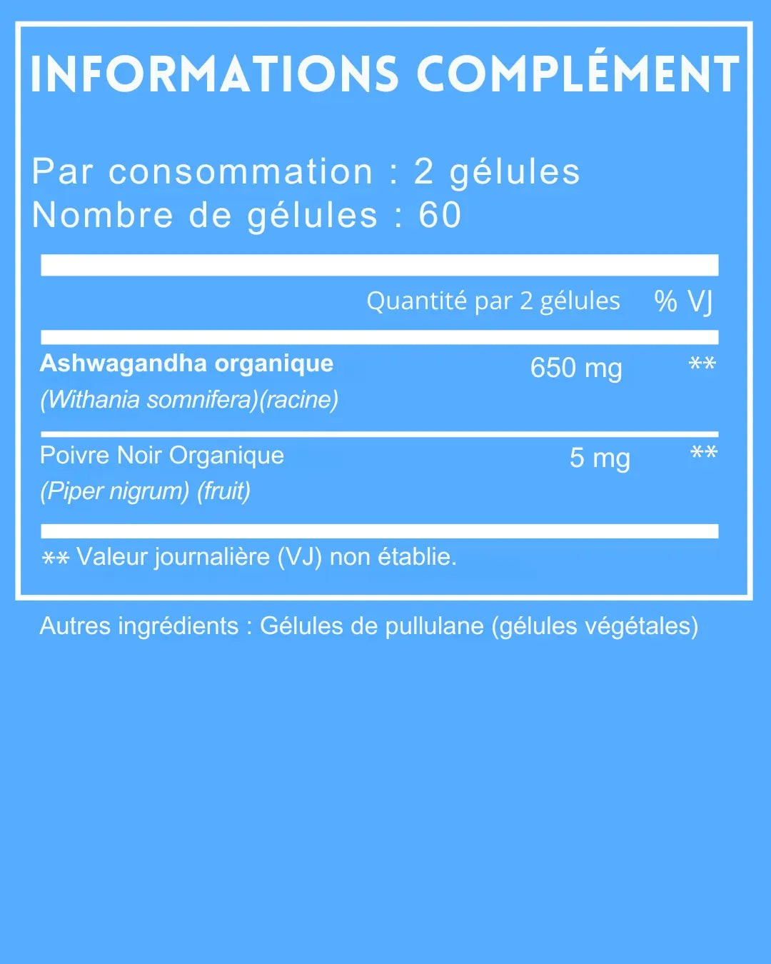 Gélules d'Ashwagandha Une Vie Healthy