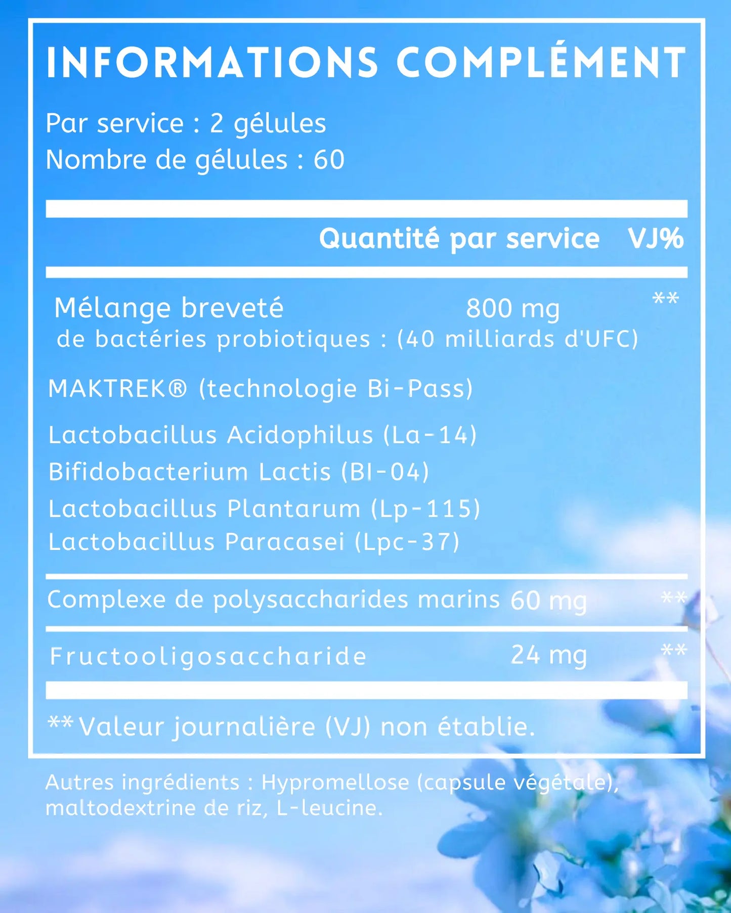 Probiotiques 40 Milliards avec Prébiotiques Une Vie Healthy